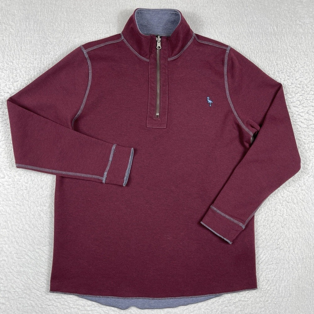 Tailorbyrd Sweater Mens Small Red Blue Reversible 1/4 Zip Pullover Preppy Golfer